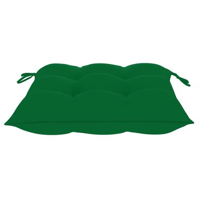 vidaXL Tuinstoelen 6 st met groene kussens massief teakhout