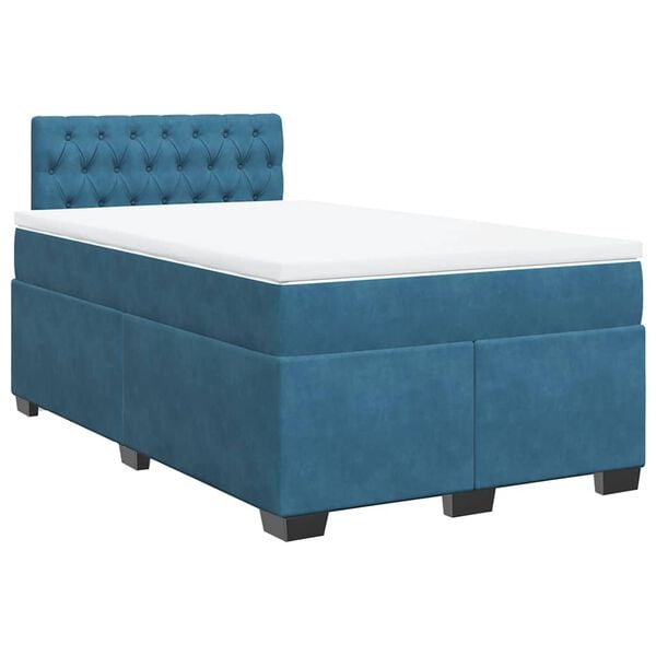 vidaXL Boxspring met matras fluweel blauw 120x190 cm