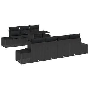 vidaXL Tuin Sofa Set 8 st Zwart Poly Rattan en Poedergecoat Staal