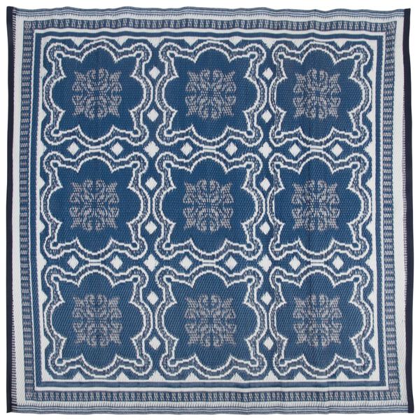 Esschert Design Buitenkleed 151,5 cm blauw en wit OC23
