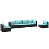 vidaXL 6-delige Loungeset met kussens poly rattan zwart
