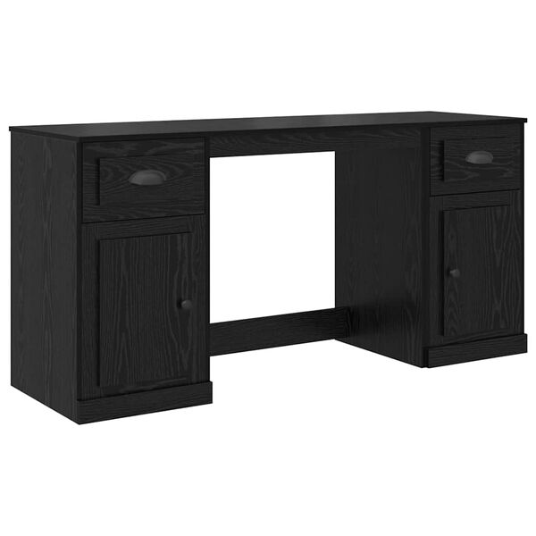 vidaXL Bureau met kast Zwart Eiken 154,5 x 50 x 75 cm Bewerkt hout