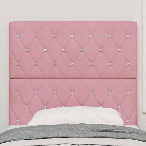 vidaXL LED Hoofdbord met LED-striplichten Roze 100 cm Polyester