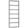 vidaXL Schuifdeur met beslagset 76x205 cm ESG glas zwart