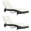 vidaXL Ligbedden 2 st met wielen en kussens poly rattan zwart