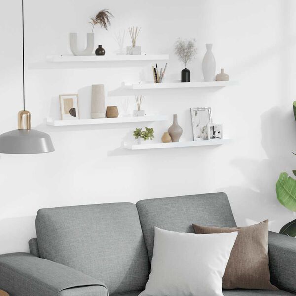 vidaXL Wandschappen 4 st 60x9x3 cm hoogglans wit