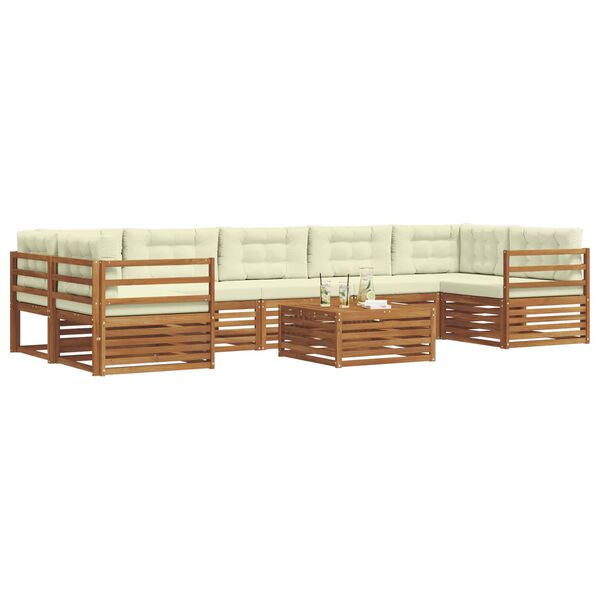 vidaXL Buiten bankenset met kussen 8 pcs Natuurlijk en Cr&egrave;me