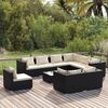vidaXL 10-delige Loungeset met kussens poly rattan zwart