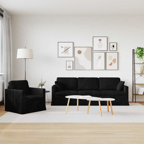 vidaXL Bank 2 pcs Zwart 228 x 78 x 80 cm Fluweel