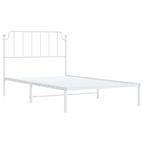 vidaXL Bedframe met hoofdbord metaal wit 107x203 cm