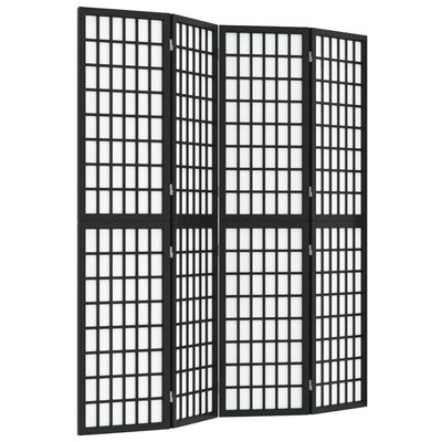 vidaXL Kamerscherm inklapbaar 4 panelen Japanse stijl 160x170 cm zwart