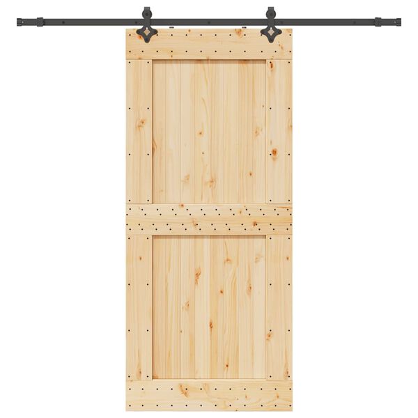 vidaXL Schuifdeur met beslag 100x210 cm massief grenenhout
