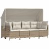 vidaXL 5-delige Loungeset met kussens poly rattan beige