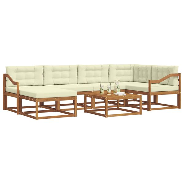 vidaXL Buiten bankenset met kussen 7 pcs Natuurlijk en Cr&egrave;me