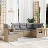 vidaXL 5-delige Loungeset met kussens poly rattan beige