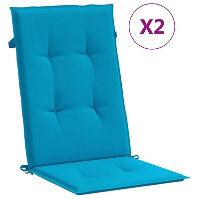 vidaXL Tuinstoelkussens 2 st hoge rug 120x50x3 cm stof blauw