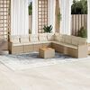 vidaXL 10-delige Loungeset met kussens poly rattan beige