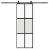 vidaXL Schuifdeur met beslagset 76x205 cm gehard glas zwart