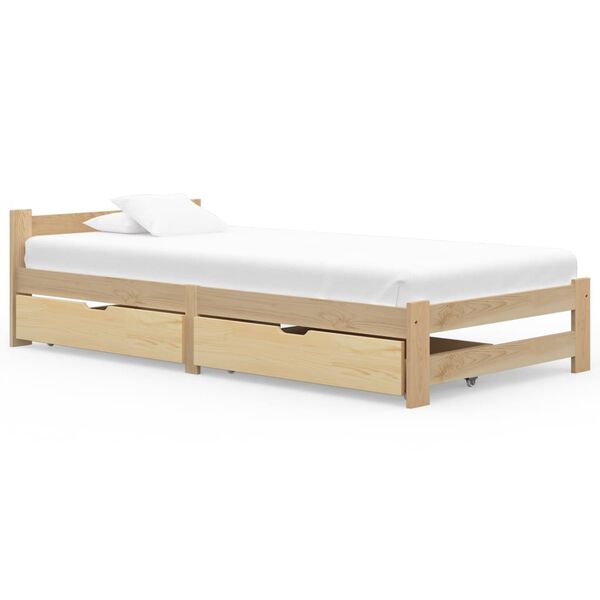 vidaXL Bedframe met 2 lades massief grenenhout 100x200 cm