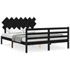 vidaXL Bedframe met hoofdbord massief hout zwart 140x190 cm