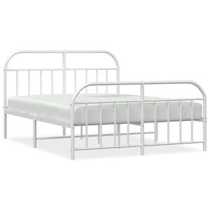 vidaXL Bedframe met hoofd- en voeteneinde metaal wit 140x200 cm