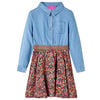 vidaXL Kinderjurk met lange mouwen 104 marineblauw en denimblauw