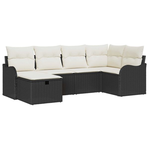 vidaXL Tuin Sofa Set met kussen met opslag 6 pcs Zwart Poly riet