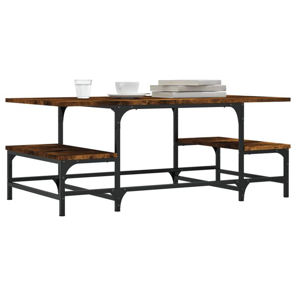 vidaXL Salontafel 100x50,5x40 cm bewerkt hout gerookt eikenkleurig