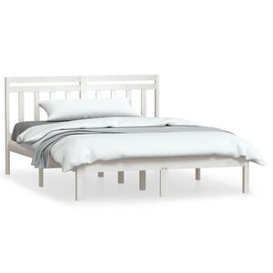 vidaXL Bedframe massief hout wit 150x200 cm