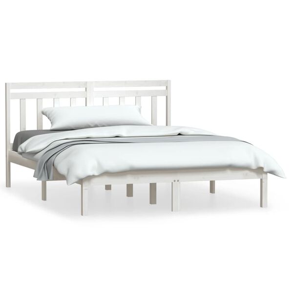 vidaXL Bedframe massief hout wit 150x200 cm