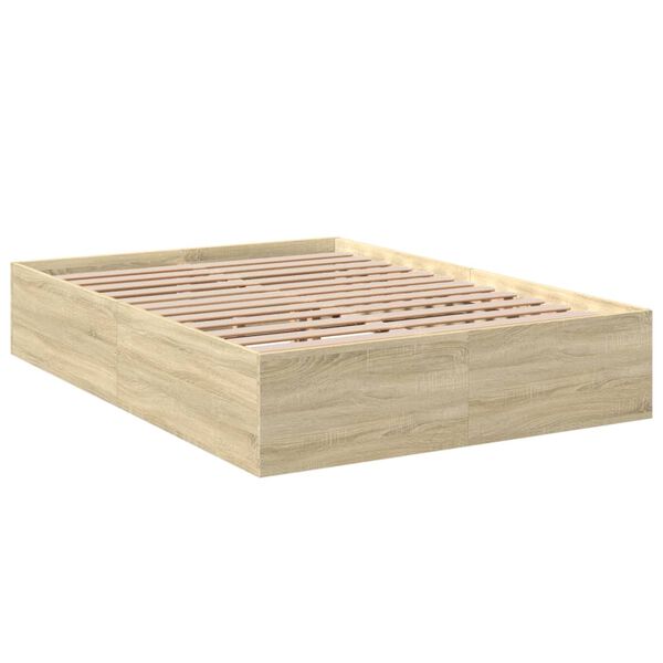 vidaXL Bedframe bewerkt hout sonoma eikenkleurig 135x190 cm
