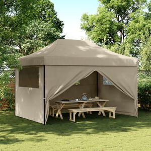 vidaXL Partytent inklapbaar pop-up met 4 zijwanden taupe