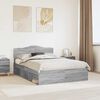 vidaXL Bedframe Grijs Sonoma 140 x 200 cm Massief grenenhout