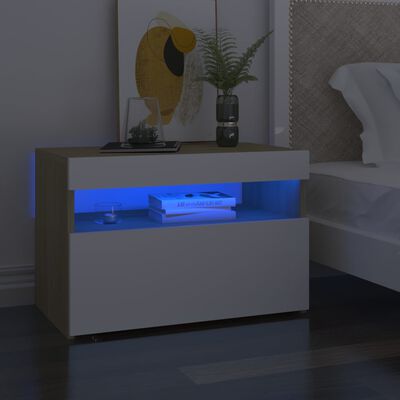 vidaXL Tv-meubelen 2 st LED-verlichting 60x35x40 cm wit sonoma eiken