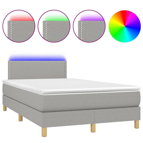 vidaXL Boxspring met matras en LED stof lichtgrijs 120x190 cm