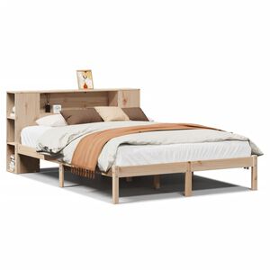 vidaXL Bed met boekenkast zonder matras massief grenenhout 135x190 cm