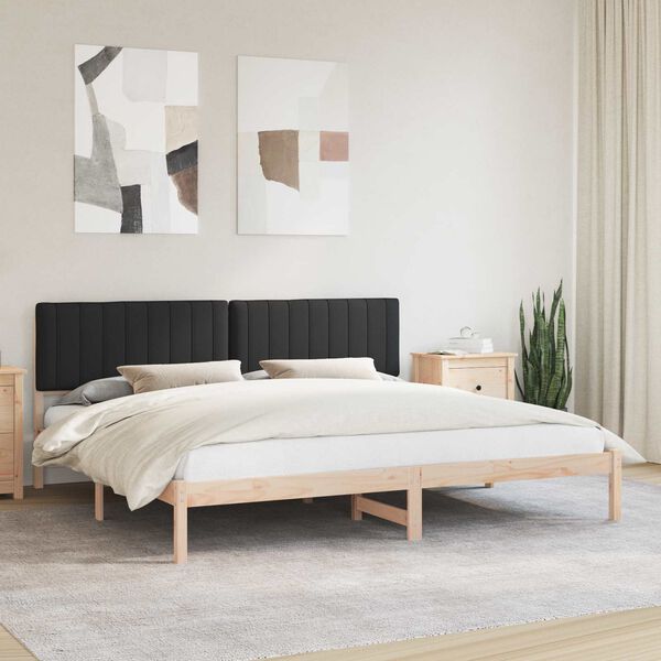 vidaXL Bedframe met Gevoerd Hoofdgedeelte Zwart 200 x 200 cm