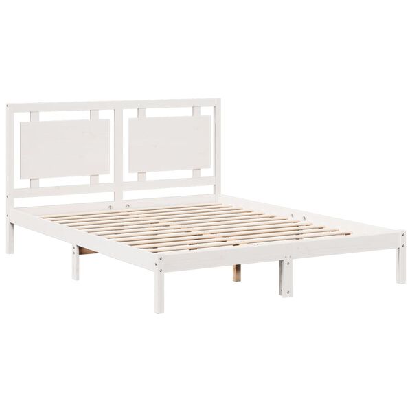 vidaXL Bedframe extra lang zonder matras massief hout wit 160x210 cm