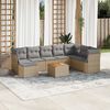 vidaXL 9-delige Loungeset met kussens poly rattan gemengd beige