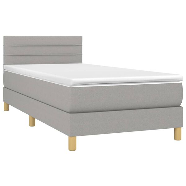 vidaXL Boxspring met matras stof lichtgrijs 90x190 cm