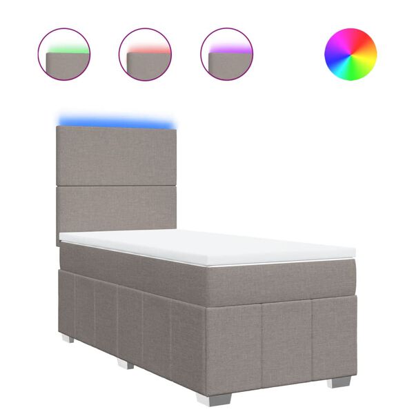 vidaXL Boxspring met matras stof taupe 90x190 cm