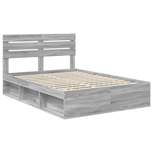 vidaXL Bedframe Grijs Sonoma 160 x 200 cm Massief grenenhout