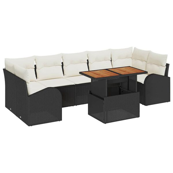vidaXL Tuin Sofa Set met kussen 8 pcs Zwart en cr&egrave;me