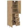 vidaXL Hoge kast met lade 2 pcs Artisan Eiken Ge&euml;ngineerd hout en glas