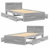 vidaXL Bedframe met hoofdeinde bewerkt hout betongrijs 100x200 cm