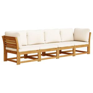 vidaXL 4-delige Loungeset met kussens massief acaciahout
