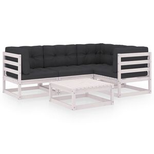 vidaXL 5-delige Loungeset met kussens massief grenenhout