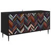 vidaXL Tv-meubel OMMEN 102 x 33 x 51 cm Zwart eiken Bewerkt hout