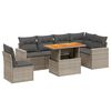 vidaXL 7-delige Loungeset met kussens poly rattan grijs