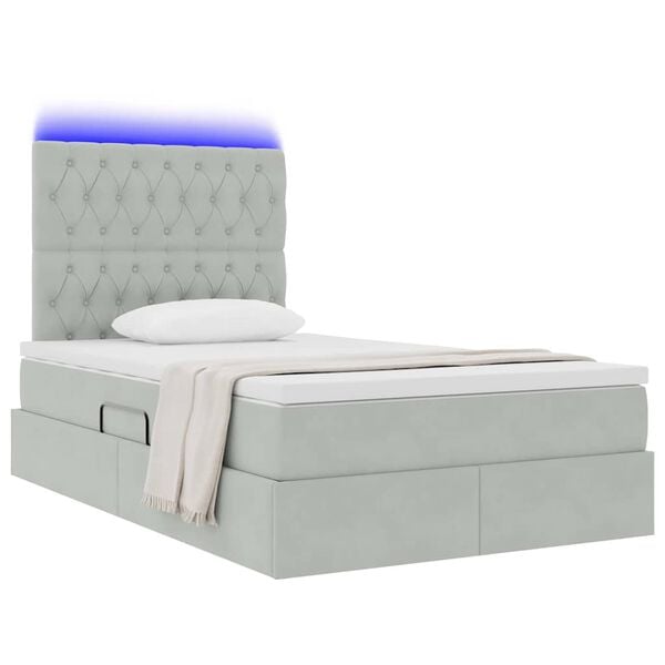 vidaXL Opbergbed met LED met matras Lichtgrijs 120 x 200 cm Fluweel